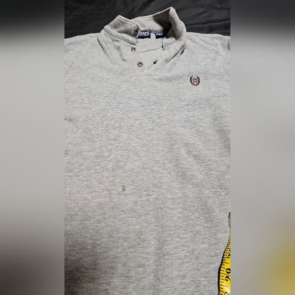 Chaps Men’s Sweater Medium Gray Pullover Buttons Fall Warm - Picture 7 of 8